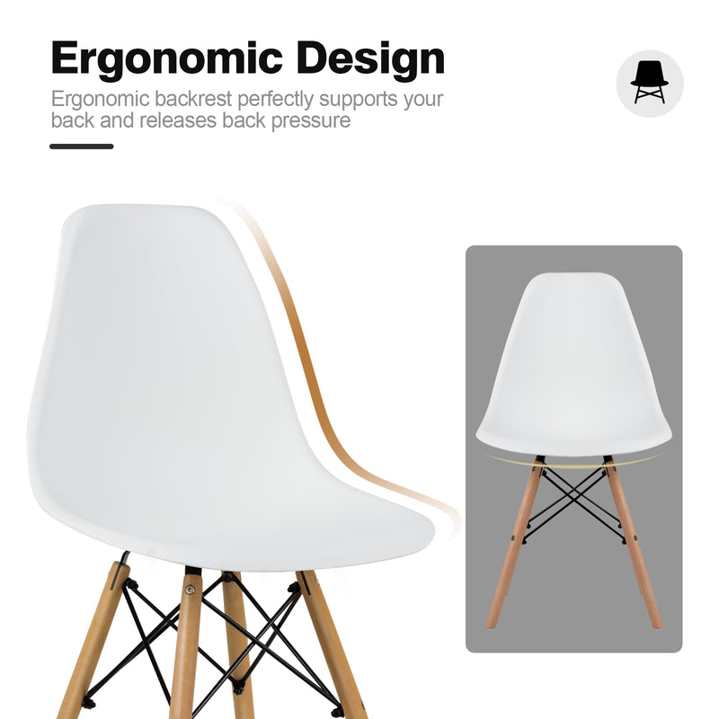 *Set of 4 Modern DSW Dining Side Chair Wood Legs - White