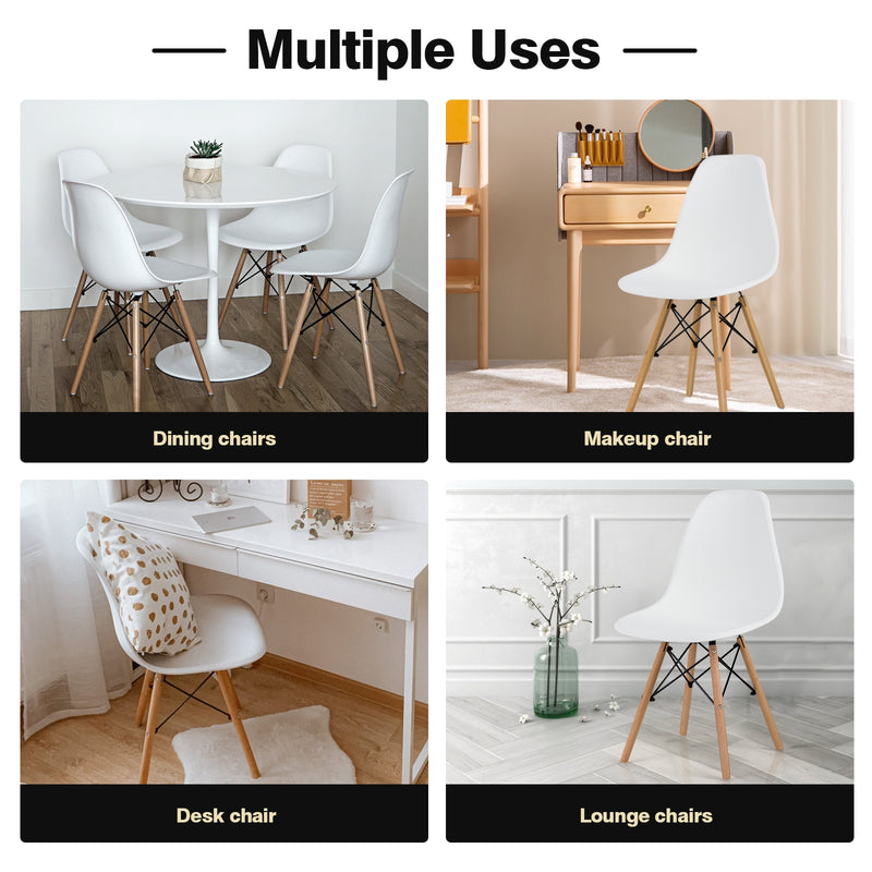 *Set of 4 Modern DSW Dining Side Chair Wood Legs - White