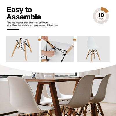 *Set of 4 Modern DSW Dining Side Chair Wood Legs - White