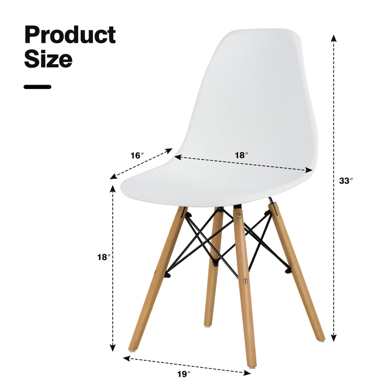 *Set of 4 Modern DSW Dining Side Chair Wood Legs - White