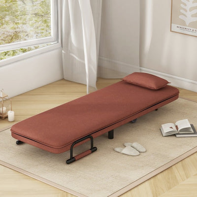 3 in 1 Convertible sofa bed with wheels and cushion (Brown)