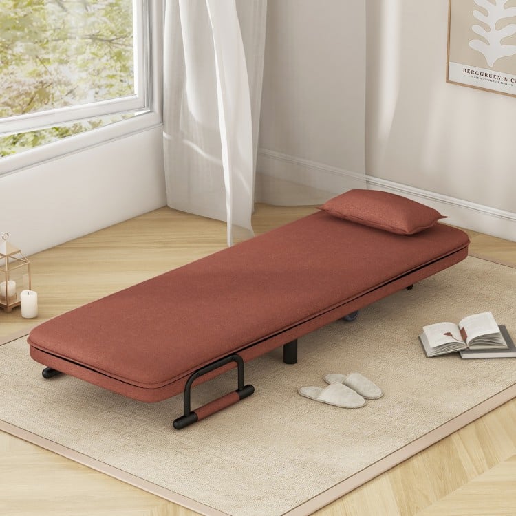 3 in 1 Convertible sofa bed with wheels and cushion (Brown)