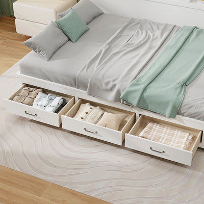 Twin/Full Size Wooden Daybed with 3 Drawers with Storage Shelves-Twin Size