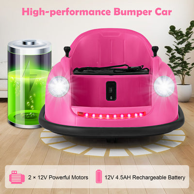 12V Electric Kids Ride on Bumper Car Battery Powered Bumping Car with Remote Control-Pink