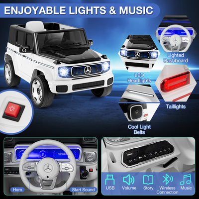 12V Licensed Mercedes-Benz EQG Kids Ride On Car with Remote Control-White
