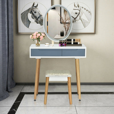 Touch Screen Vanity Makeup Table Stool Set-Gray