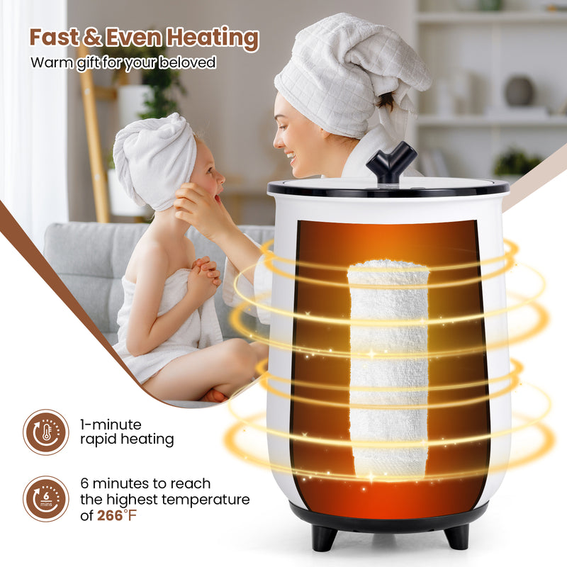*23L Large Luxury Bucket-Style Towel Warmer with Fragrant Disc Holder - Black