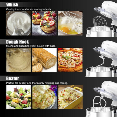 6.3 Quart Tilt-Head Food Stand Mixer 6 Speed 660W-White