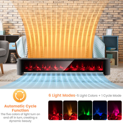 *1400W Electric Baseboard Heater with Realistic Multicolor Flame - Black