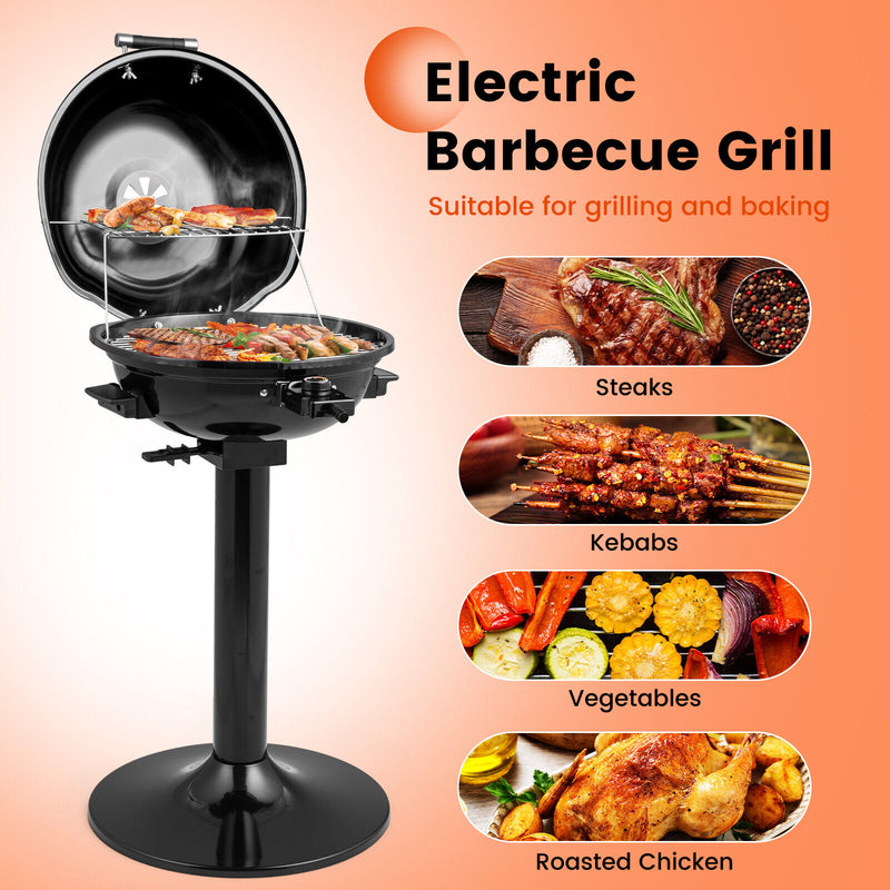 1600W Electric BBQ Grill with Removable Non-Stick Warming Rack-Black