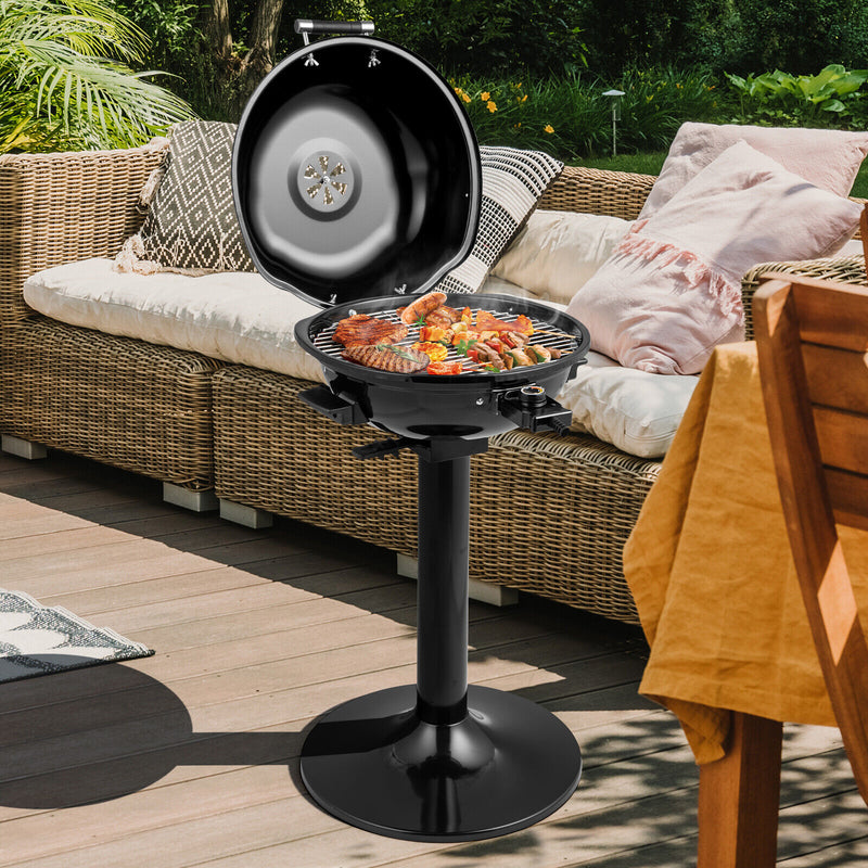 1600W Electric BBQ Grill with Removable Non-Stick Warming Rack-Black