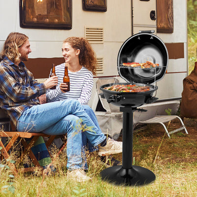 1600W Electric BBQ Grill with Removable Non-Stick Warming Rack-Black