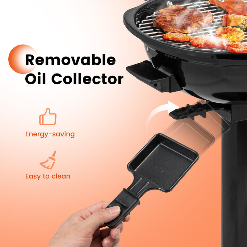 1600W Electric BBQ Grill with Removable Non-Stick Warming Rack-Black