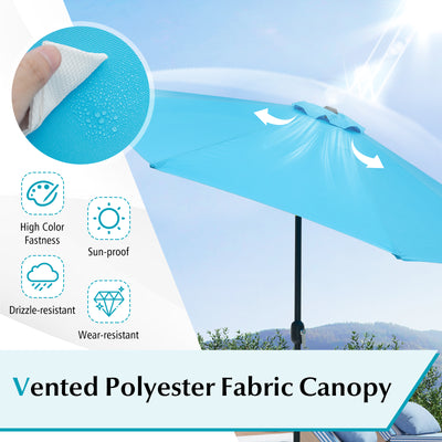 10 Feet Outdoor Patio Umbrella with Tilt Adjustment and Crank-Blue
