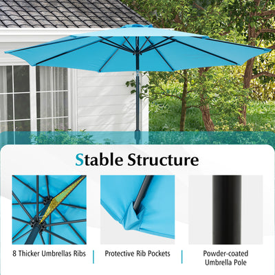 10 Feet Outdoor Patio Umbrella with Tilt Adjustment and Crank-Blue