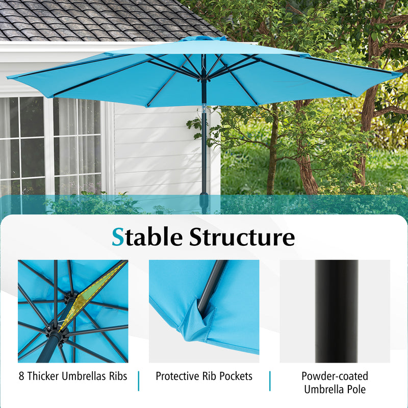 10 Feet Outdoor Patio Umbrella with Tilt Adjustment and Crank-Blue
