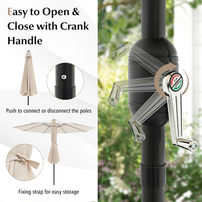 10 Feet Outdoor Patio Umbrella with Tilt Adjustment and Crank-Beige
