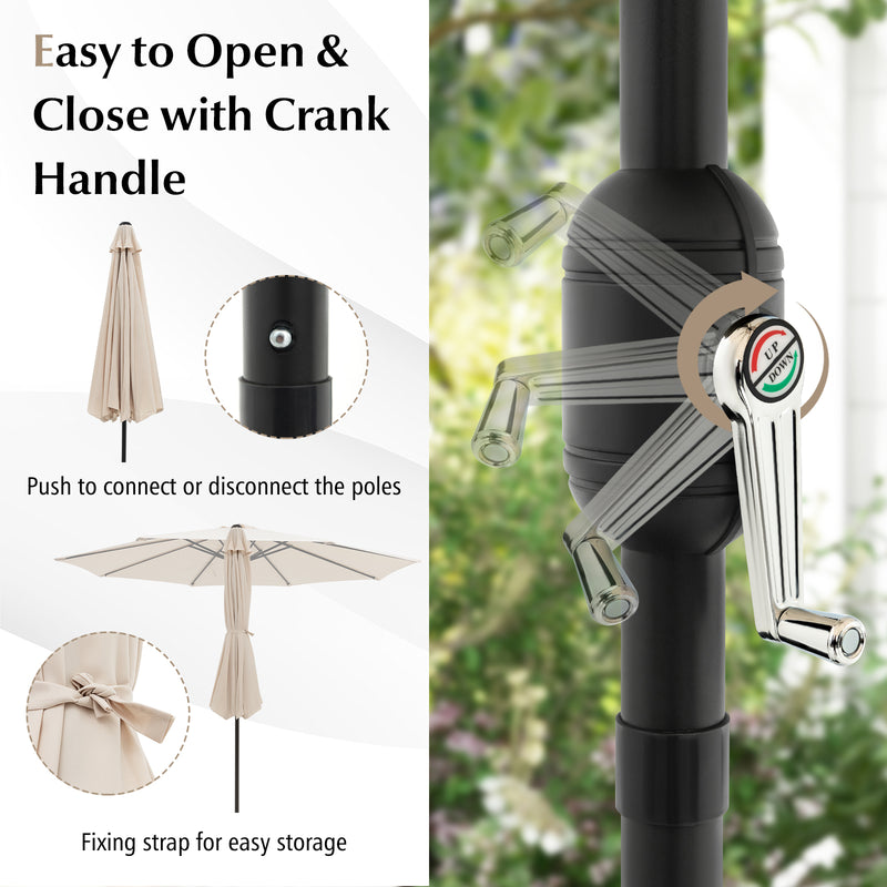 10 Feet Outdoor Patio Umbrella with Tilt Adjustment and Crank-Beige