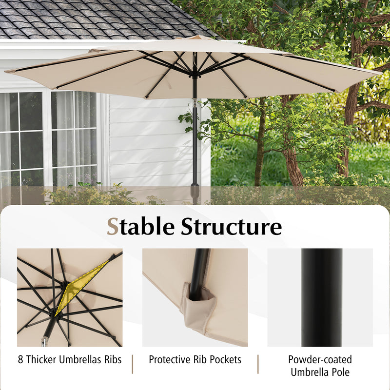 10 Feet Outdoor Patio Umbrella with Tilt Adjustment and Crank-Beige