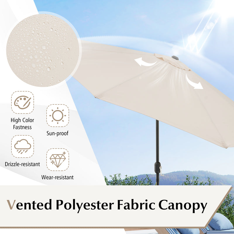 10 Feet Outdoor Patio Umbrella with Tilt Adjustment and Crank-Beige