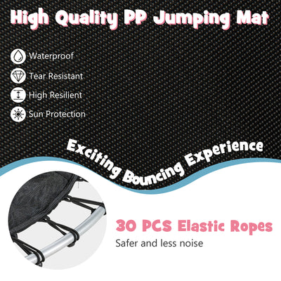 55 Inch Kids Recreational Trampoline Bouncing Jumping Mat with Enclosure Net-Pink