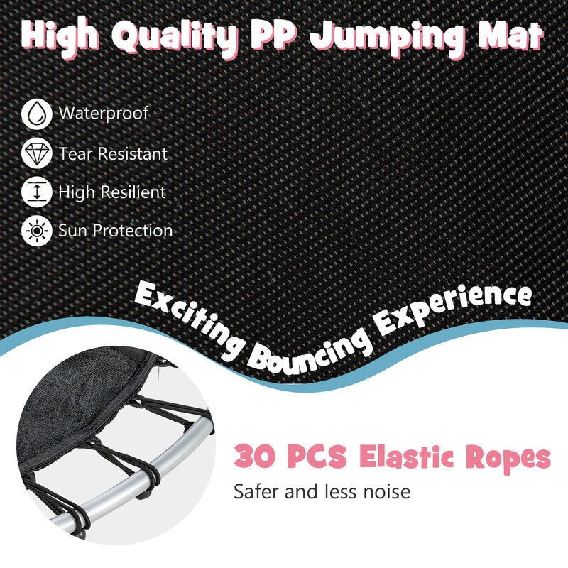 55 Inch Kids Recreational Trampoline Bouncing Jumping Mat with Enclosure Net-Pink