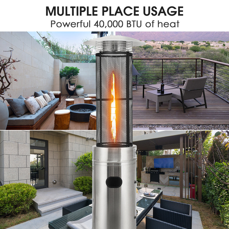 40000 BTU Stainless Steel Round Glass Tube Patio Heater