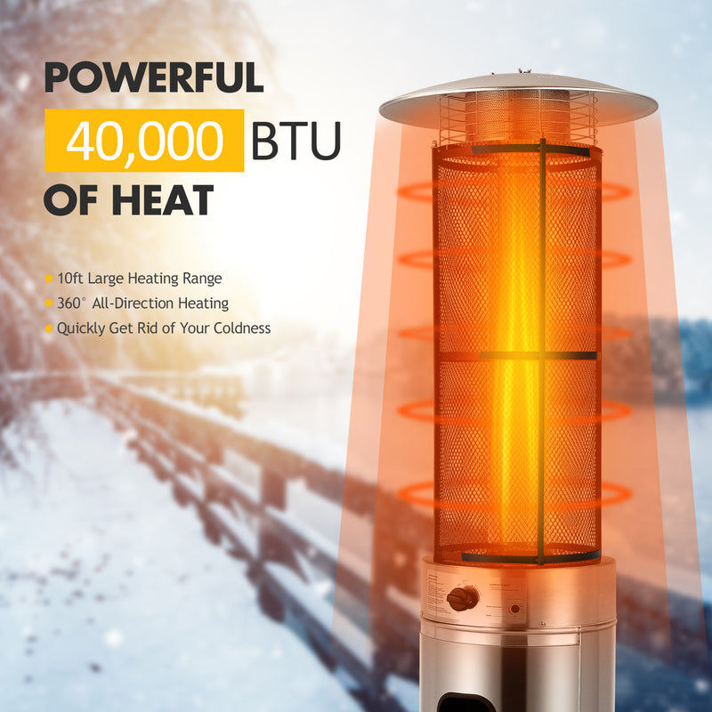 40000 BTU Stainless Steel Round Glass Tube Patio Heater