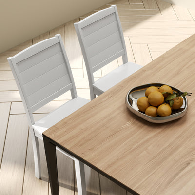 Set of 2 Wooden Dining Chairs Mid Century Farmhouse Retro Kitchen Chairs-White