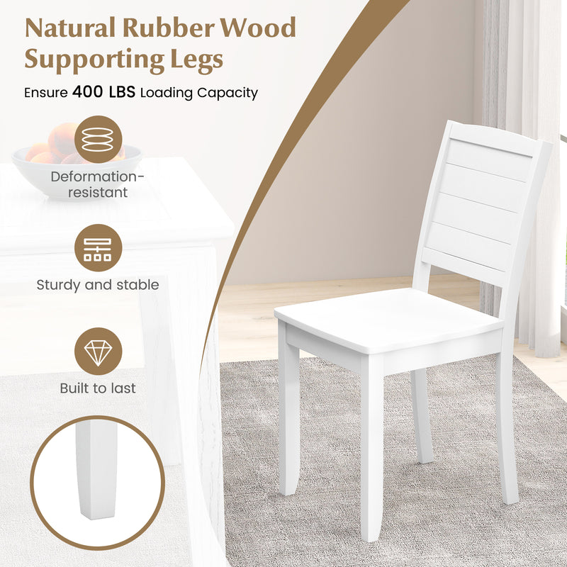 Set of 2 Wooden Dining Chairs Mid Century Farmhouse Retro Kitchen Chairs-White
