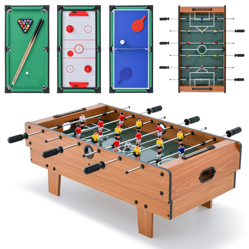 *4-in-1 Combo Game Table Set Foosball Table with Billiards and Hockey