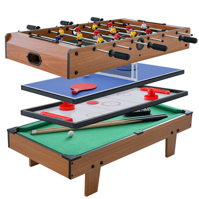 *4-in-1 Combo Game Table Set Foosball Table with Billiards and Hockey