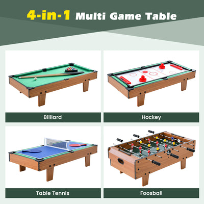 *4-in-1 Combo Game Table Set Foosball Table with Billiards and Hockey