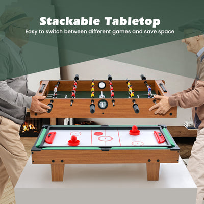 *4-in-1 Combo Game Table Set Foosball Table with Billiards and Hockey