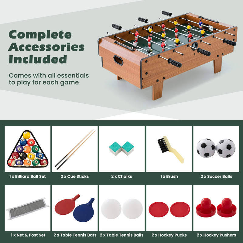 *4-in-1 Combo Game Table Set Foosball Table with Billiards and Hockey