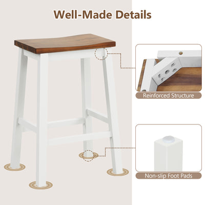 24.5-Inch Set of 2 Saddle Stools Bar Stools with Footrests for Kitchen Island-Walnut & Gray