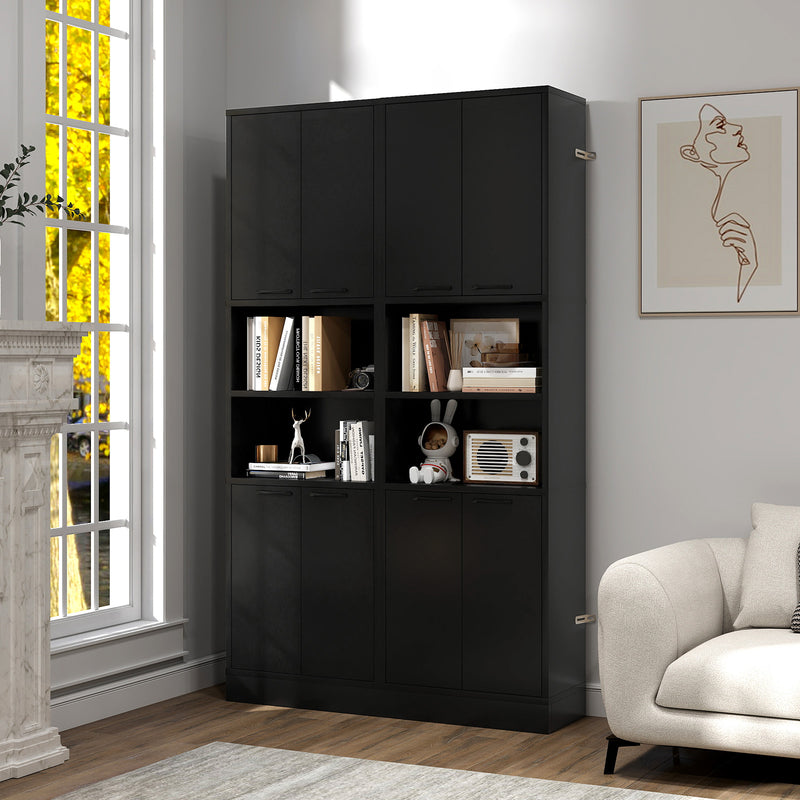 75 Inch Kitchen Pantry Cabinet Tall Cupboard with Doors and Shelves-Black