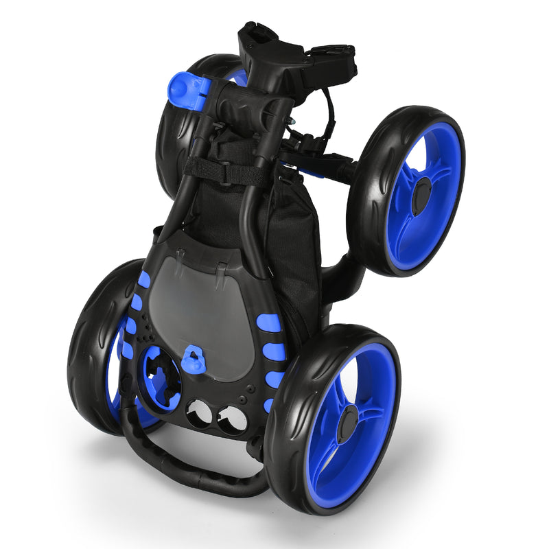 Lightweight Foldable Collapsible 4 Wheels Golf Push Cart-Blue