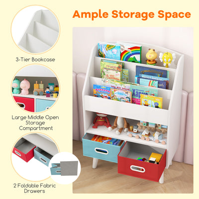 Kids Bookshelf with Open Compartment for Toddlers 3+ Years Old-White