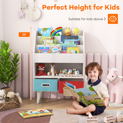 Kids Bookshelf with Open Compartment for Toddlers 3+ Years Old-White