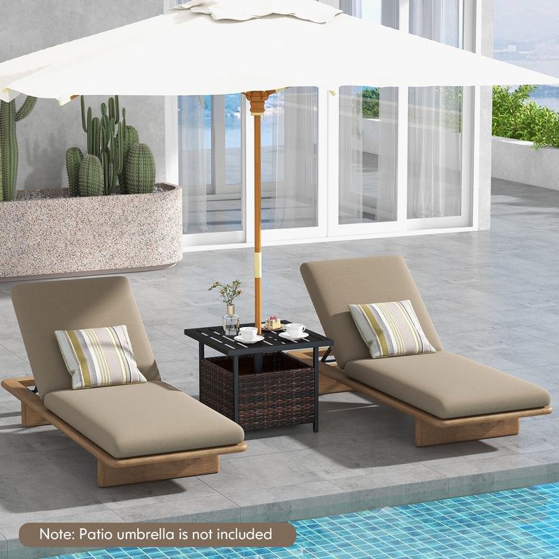 Outdoor Patio Rattan Wicker Steel Side Deck Table-Brown