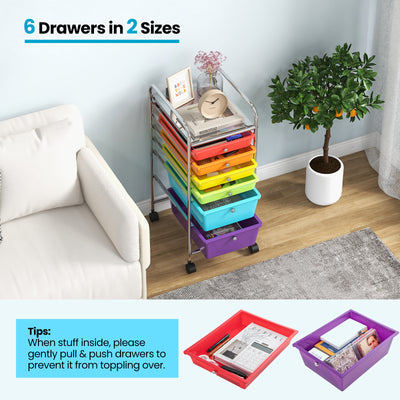 6 Drawers Rolling Storage Cart Organizer-Multicolor