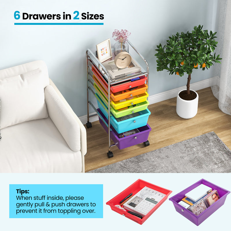 6 Drawers Rolling Storage Cart Organizer-Multicolor