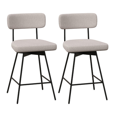 25 Inch 2-Piece Modern Upholstered Bar Stools with Back