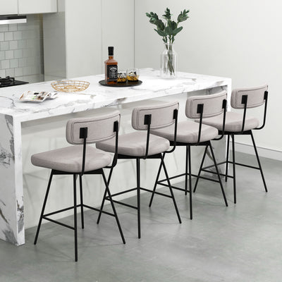 25 Inch 2-Piece Modern Upholstered Bar Stools with Back