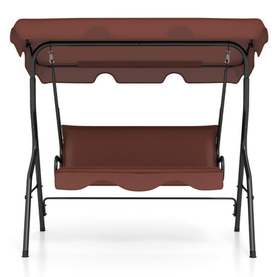 3 Seats Patio Canopy Swing-Brown