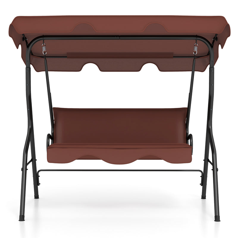 3 Seats Patio Canopy Swing-Brown
