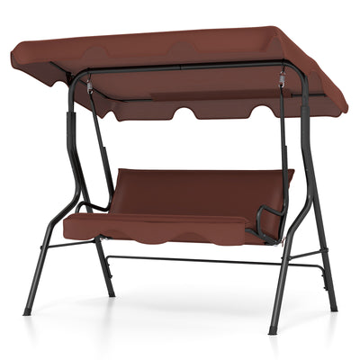 3 Seats Patio Canopy Swing-Brown
