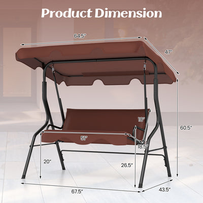 3 Seats Patio Canopy Swing-Brown