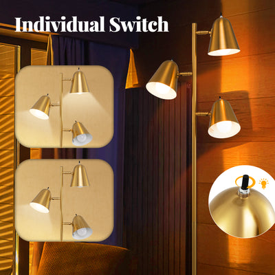 64 Inch 3-Light LED Floor Lamp Reading Light for Living Room Bedroom-Golden